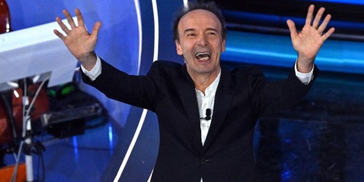 Benigni a Sanremo 2023 (Twitter)