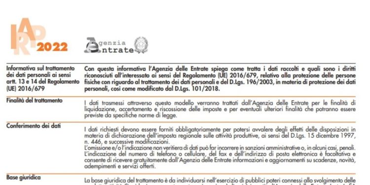 Irap 2023, Agenzia delle Entrate