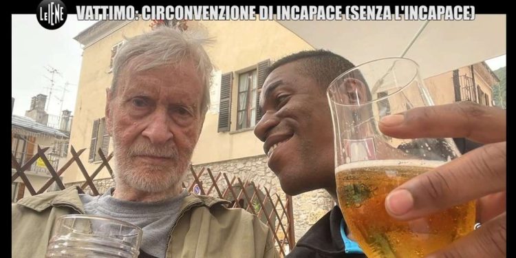 Gianni Vattimo e il compagno Simone Caminada a Le Iene (foto web)