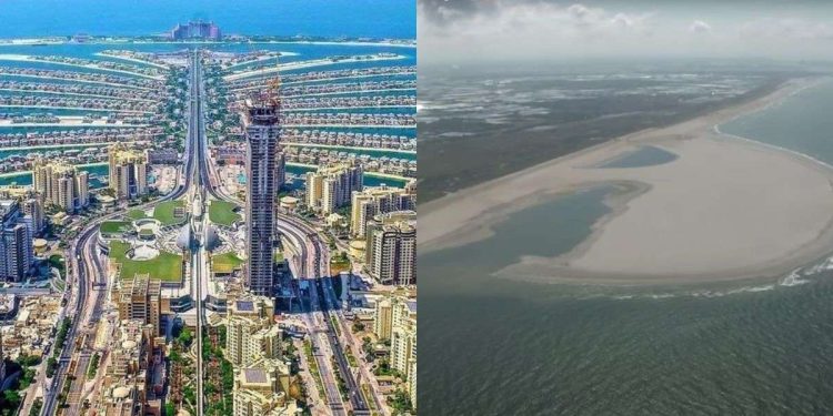 Le palm island di Dubai e l'isola artificiale dei Paesi Bassi (Twitter e Youtube)