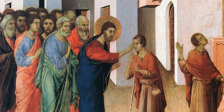 "La guarigione del cieco" di Duccio di Bonisegna