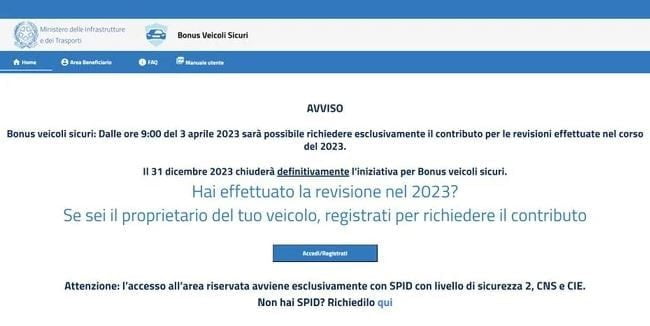 Bonus revisione auto 2023