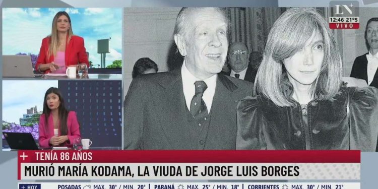 Maria Kodama, moglie di Borges (screen da Youtube)