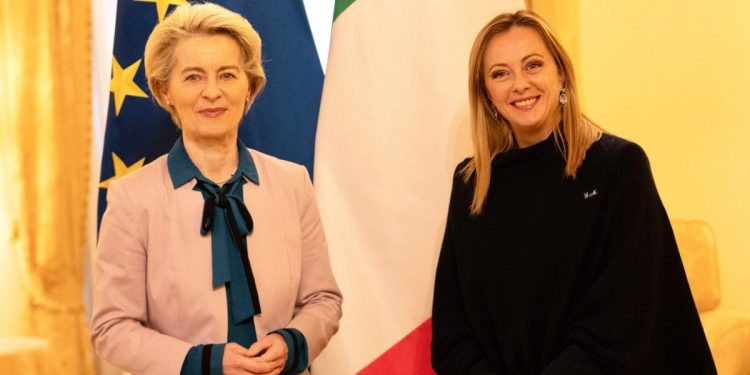 Von der Leyen e Meloni