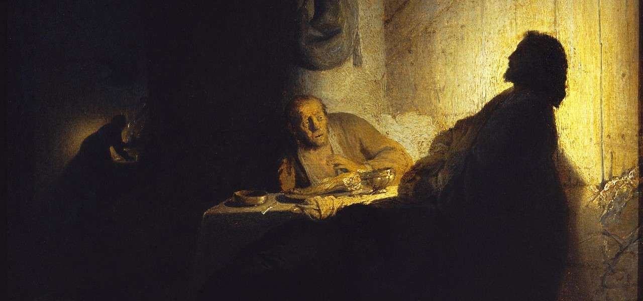 Rembrandt, Cena in Emmaus (1629, particolare)