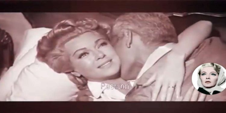 Lana Turner, in una scena di passione del film La signora prende il volo