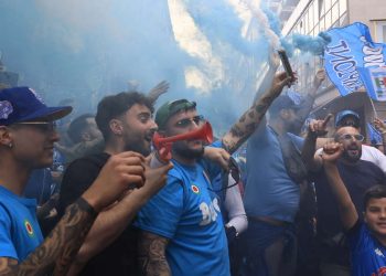 A Napoli è tutto pronto per la festa scudetto (Foto LaPresse)