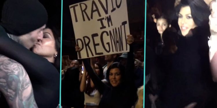 Kourtney Kardashian incinta di Travis Barker (screen da Youtube)