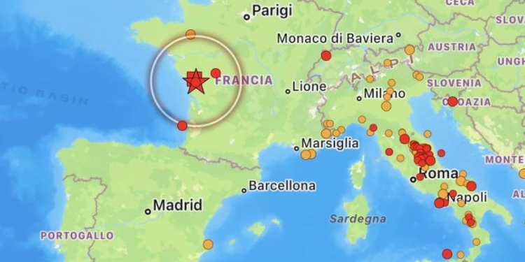 Terremoto oggi in Francia