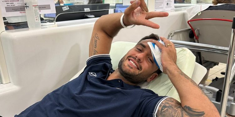 Pierpaolo Pretelli in ospedale dopo colpo alla testa alla Partita del Cuore