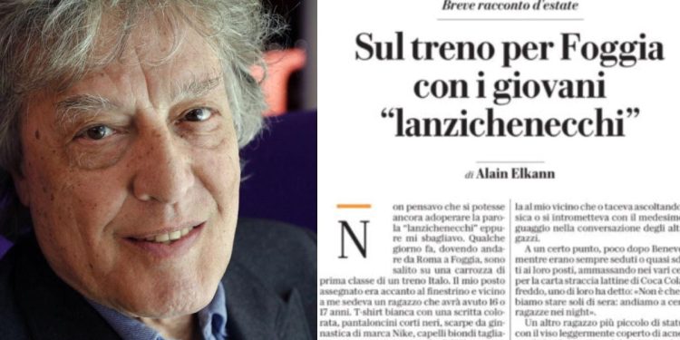 Alain Elkan e l'articolo sul viaggio in treno con i lanzichenecchi (Twitter)