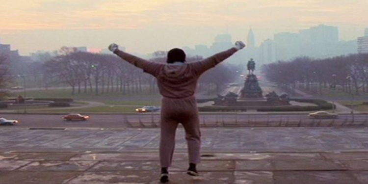 Una scena iconica del film Rocky su Rete 4 (Foto Web)