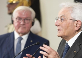 Sergio Mattarella con il presidente tedesco Walter Steinmeier (LaPresse)