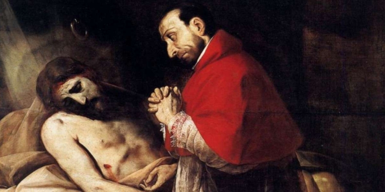 G.B. Crespi (Il Cerano), San Carlo in adorazione di Cristo (1610, particolare)