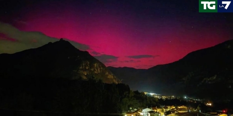 Aurora boreale Italia (screen da TgLa7)