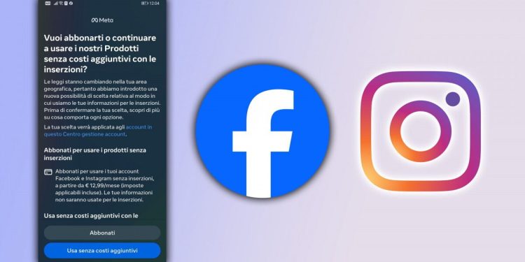 Instagram e Facebook a pagamento, la schermata