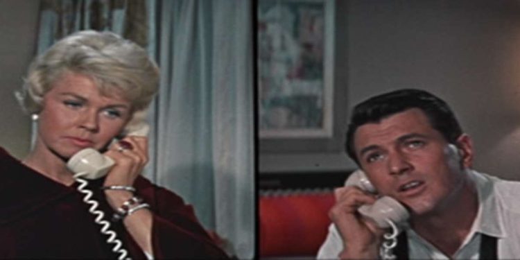 Doris Day e Rock Hudson in una scena del film su Rete 4 (Foto Web)