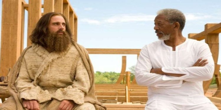 Steve Carell e Morgan Freeman nel film in prima serata su Italia 1 (Foto Web)