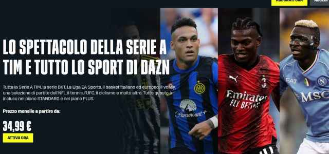 Dazn, aumentano i prezzi per il 2024/ Tre diversi abbonamenti, si parte da  11,99 euro al mese