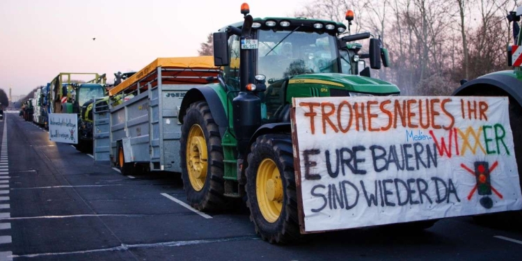 Le proteste degli agricoltori tedeschi (Ansa)