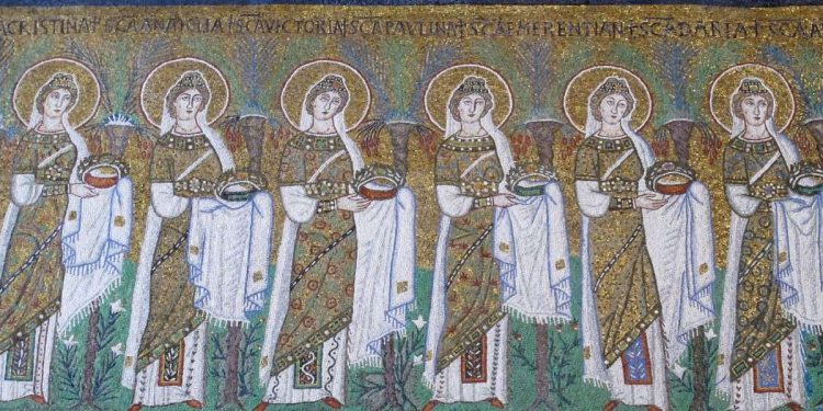 Basilica di Sant'Apoliinare Nuovo (Ravenna, VI sec.), teoria delle vergini