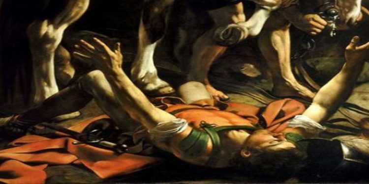 Dettaglio de La Conversione di San Paolo, di Caravaggio - Chiesa Santa Maria del Popolo, Roma (Foto Web)