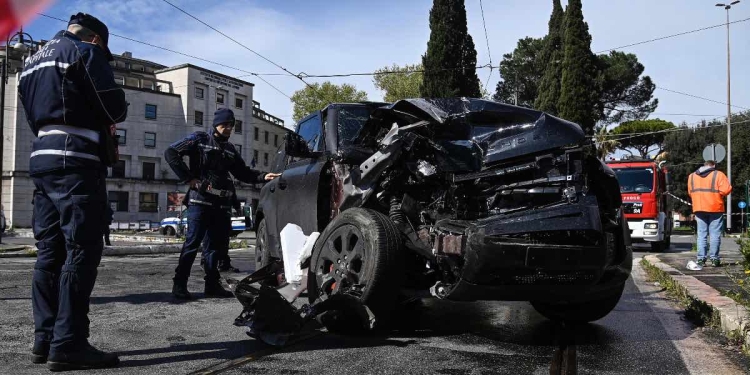 L'auto di Ciro Immobile coinvolta nell'incidente a Roma (Foto: Ansa, 2023)