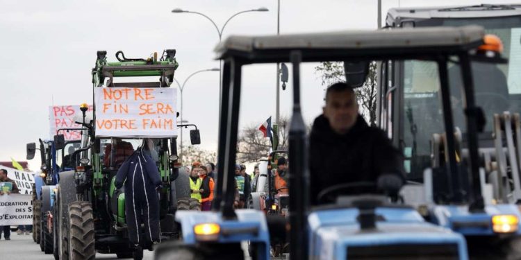 Agricoltori protestano in Francia (Ansa)