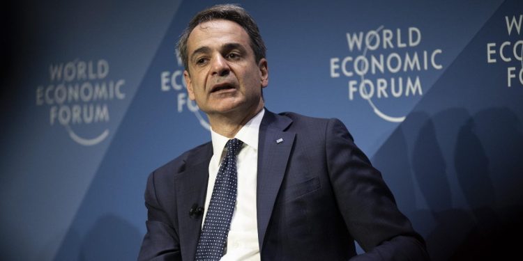 Kyriakos Mitsotakis, primo ministro Grecia, al World Economic Forum (Foto: Ansa, 2024)