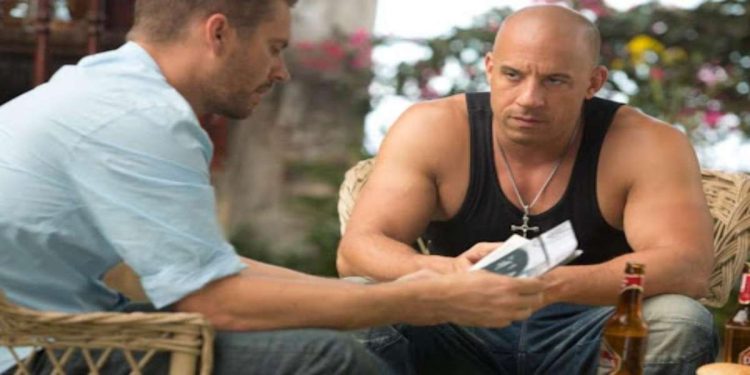 Paul Walker e Vin Diesel in una scena del film in prima serata su Italia 1 (Foto Web)