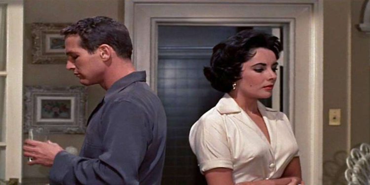 Paul Newman ed Elisabeth Taylor in una scena del film nel pomeriggio di Rete 4 (Foto Web)