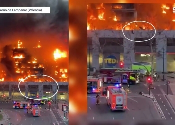 Incendio a Valencia, screen da Youtube