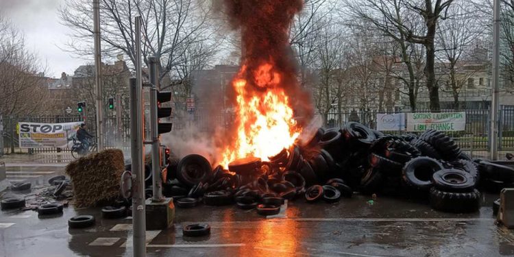 Protesta trattori a Bruxelles