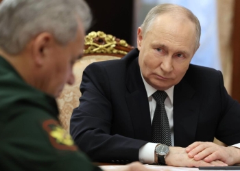 L'ex ministro della Difesa russo Sergej Shoigu con Vladimir Putin (Ansa)