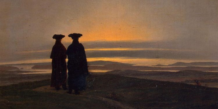 Caspar David Friedrich, Tramonto (1837, particolare)