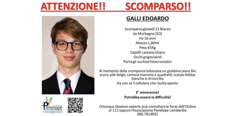 Appello dell'Associazione Penelope per Edoardo Galli (Foto: Facebook Penelope Lombardia)