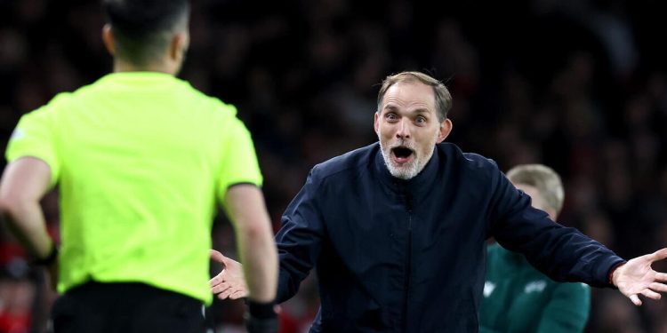 Thomas Tuchel protesta nel corso di Arsenal Bayern (Foto ANSA)