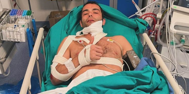 Danilo Petrucci dopo l'incidente (Foto da Instagram)