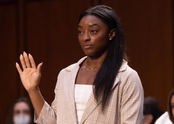 Simone Biles, una delle ginnaste abusate da Larry Nassar (Foto ANSA)