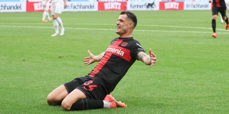 Granit Xhaka, centrocampista del Bayer Leverkusen (Foto ANSA)