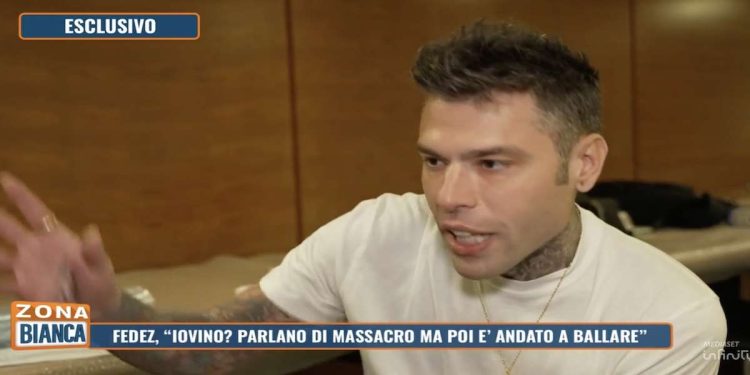 Fedez sul caso Iovino in tv (Foto: Zona Bianca)