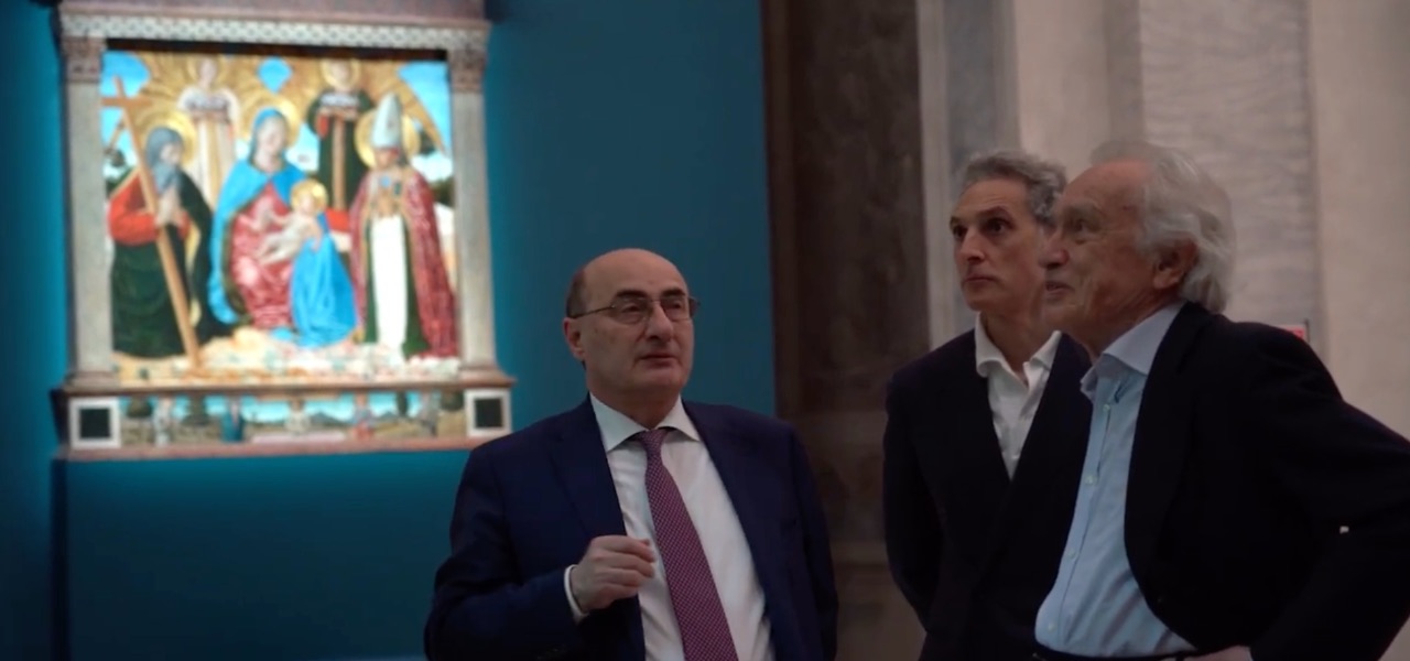 Gianfranco Brunelli con Michele Coppola e Giovanni Bazoli (screen da YouTube)