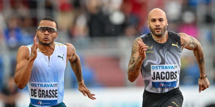 Marcell Jacobs corre i 100 metri alla Diamond League Oslo 2024 (Foto ANSA)