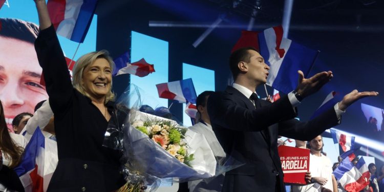 Marine Le Pen e Jordan Bardella (Ansa)