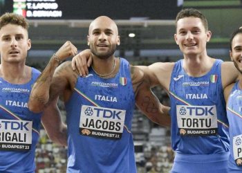 La 4x100 maschile italiana (Foto ANSA)