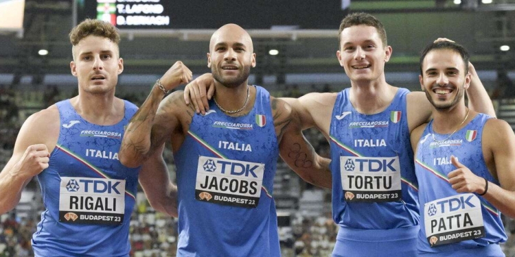 La 4x100 maschile italiana (Foto ANSA)