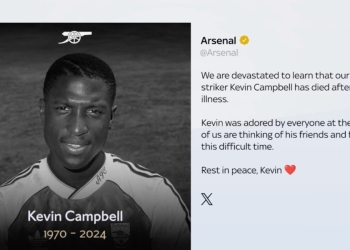 Kevin Campbell, il cordoglio dell'Arsenal (screen da YouTube Sky Sports)