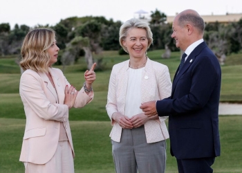 Meloni, Scholz e Von der Leyen al G7