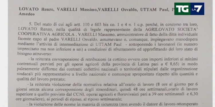 Satnam Singh, il documento pubblicato da Tg La7 su Renzo Lovato