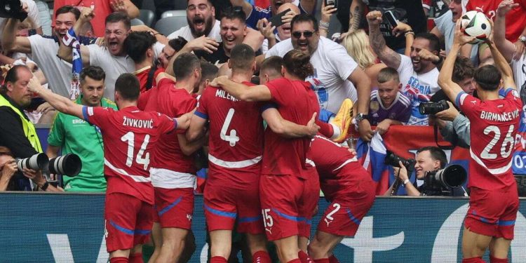 La Serbia esulta agli Europei 2024 (Foto ANSA)